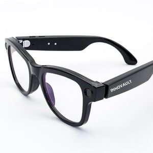 Innovault Black Smart Wearable Glasses (Plain with extra dark glass)